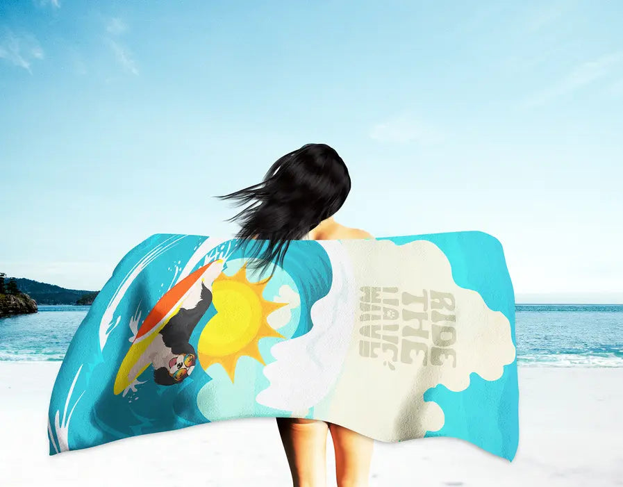 Surfer Dog Longhair Red Dachshund Premium Beach Towel Caroline's Treasures