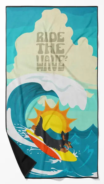 Surfer Dog Longhair Red Dachshund Premium Beach Towel Caroline's Treasures