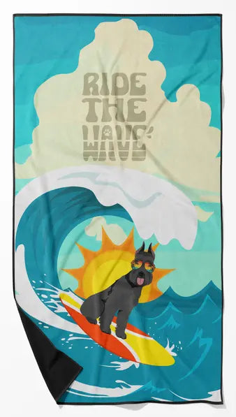 Surfer Dog Red White Siberian Husky Premium Beach Towel Caroline's Treasures