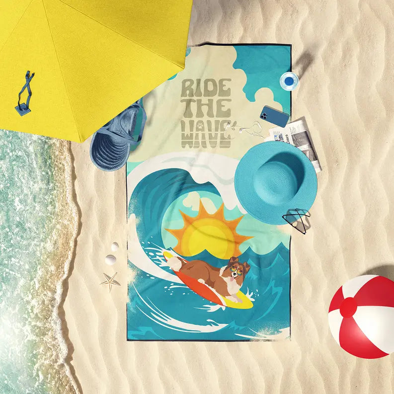 Surfer Dog Shih Tzu Premium Beach Towel Caroline's Treasures
