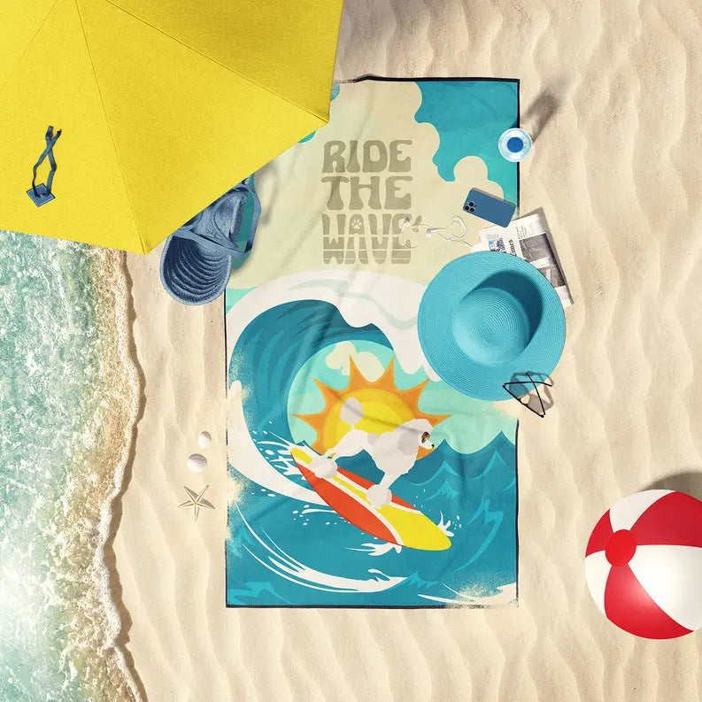 Surfer Dog Shih Tzu Premium Beach Towel Caroline's Treasures