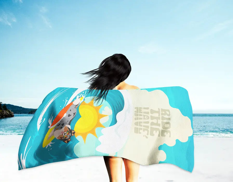 Surfer Dog Shih Tzu Premium Beach Towel Caroline's Treasures