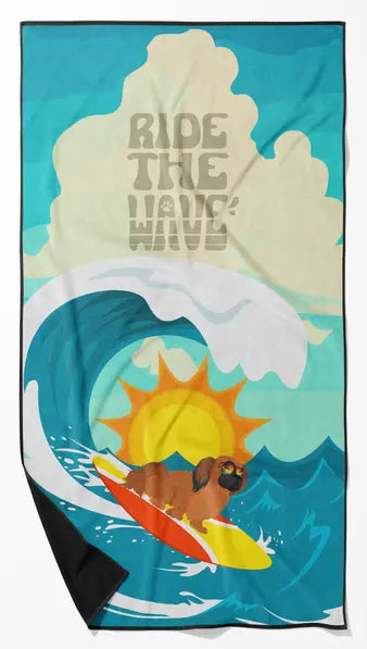 Surfer Dog White Pekingese Premium Beach Towel Caroline's Treasures