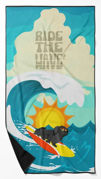 Surfer Dog White Pekingese Premium Beach Towel Caroline's Treasures