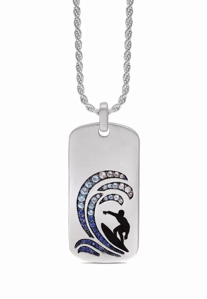 Surfer's Paradise Sterling Silver Blue Sapphire & Topaz Stone Tag Luv My Jewelry