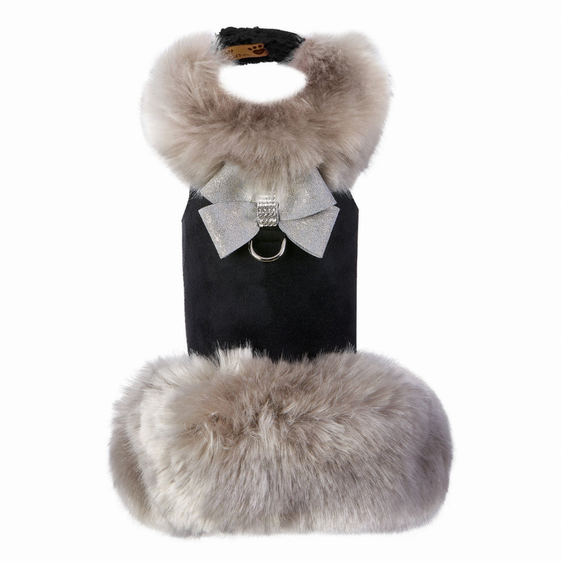 Susan Lanci Designs Platinum Glitzerati Nouveau Bow Silver Fox Faux Fur Coat Susan Lanci Designs