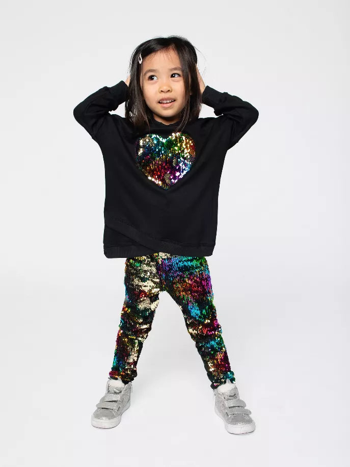 Sweatshirt Tunic Ft Sequin Rainbow Heart Little Mass