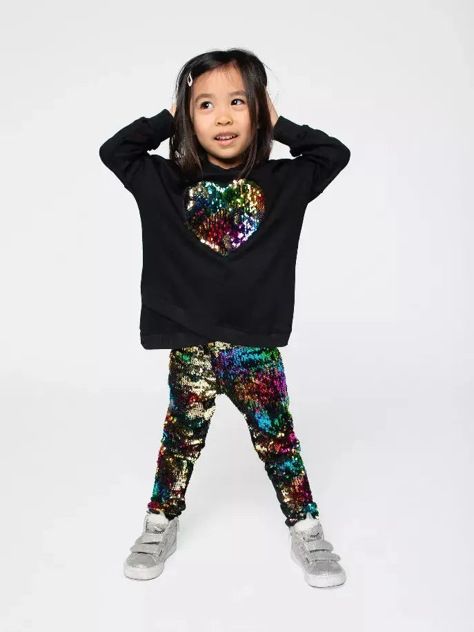 Sweatshirt Tunic Ft Sequin Rainbow Heart Little Mass