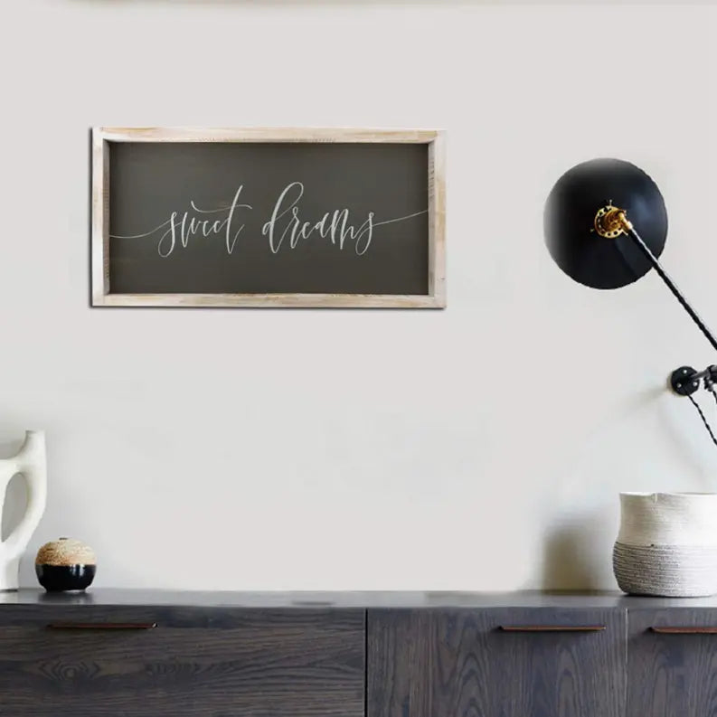 Sweet Dreams Rustic Wooden Wall Sign Plaque-Wood Framed Farmhouse Wall Art Home Decor- 19.7"x10.1" Paris Loft Inc
