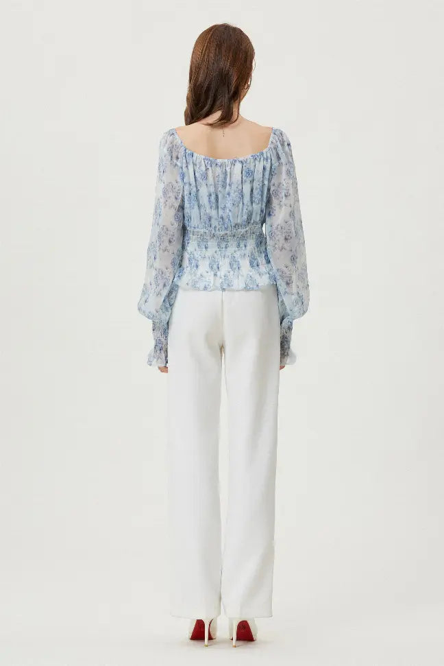 Sylphide | Ruffle Cyan Top Fangyan