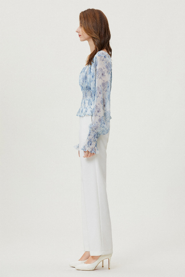 Sylphide | Ruffle Cyan Top Fangyan