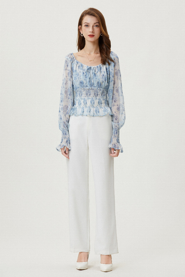 Sylphide | Ruffle Cyan Top Fangyan