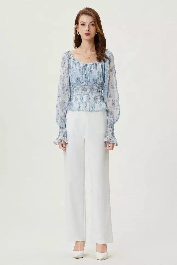 Sylphide | Ruffle Cyan Top Fangyan