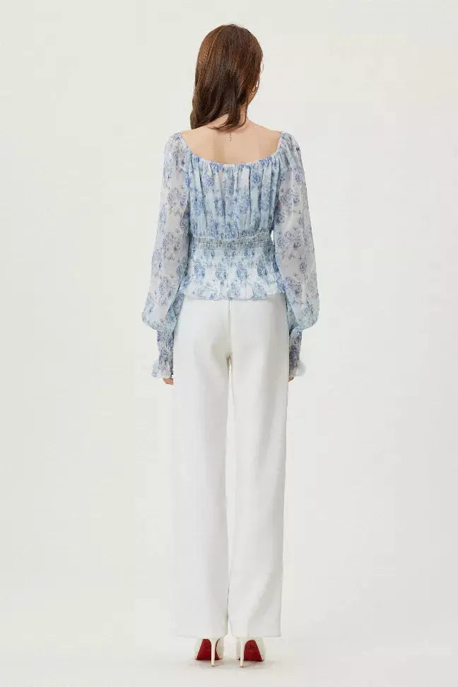 Sylphide | Ruffle Cyan Top Fangyan