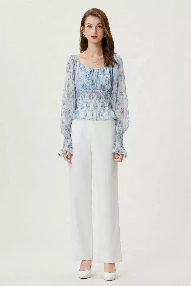 Sylphide | Ruffle Cyan Top Fangyan
