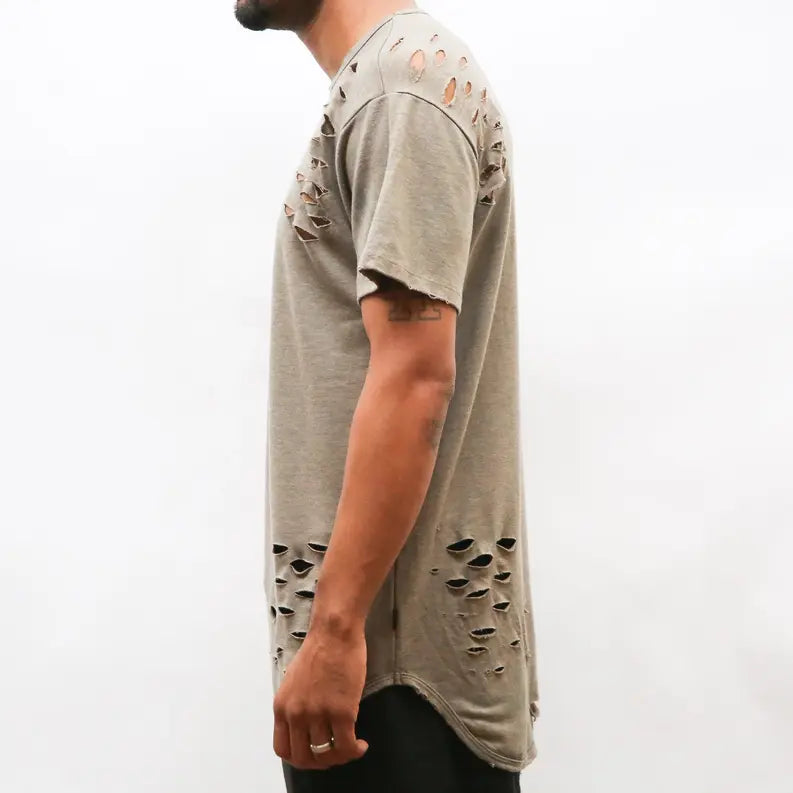 TAUPE SCISSOR DISTRESSED TEE WEIV