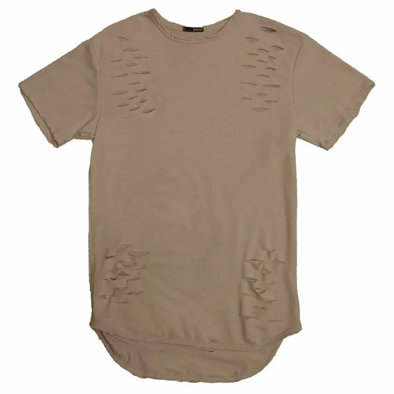 TAUPE SCISSOR DISTRESSED TEE WEIV