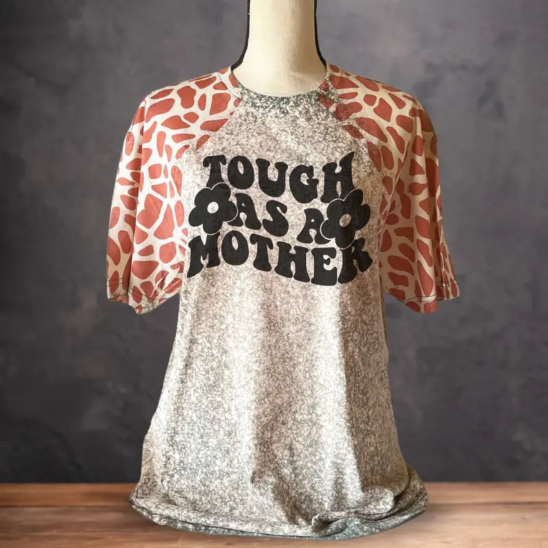 TOUGH AS A MOTHER | Animal Print Sleeves T-Shirt Rebelle Tree