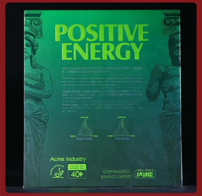TUTTLE Positive Energy Pimples-in Table Tennis Rubber Sheet Sticky ITTF Approved Ping Pong Racket Rubber Loop Arc Fast Attack GreatEagleInc
