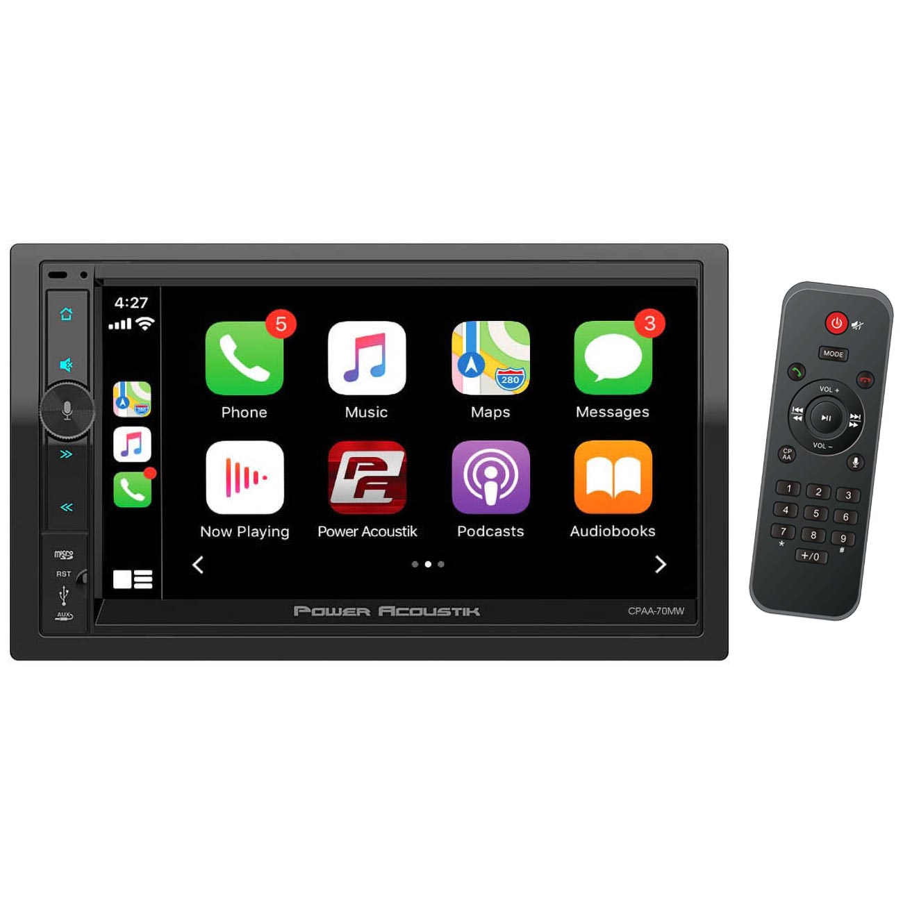 Power Acoustik 7” Double Din Receiver With Wireless Apple Carplay/android Auto Power Acoustik