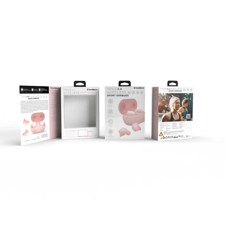 TWS Rubberized Sport Sweat Resistant Earbuds - Pink Soundbound