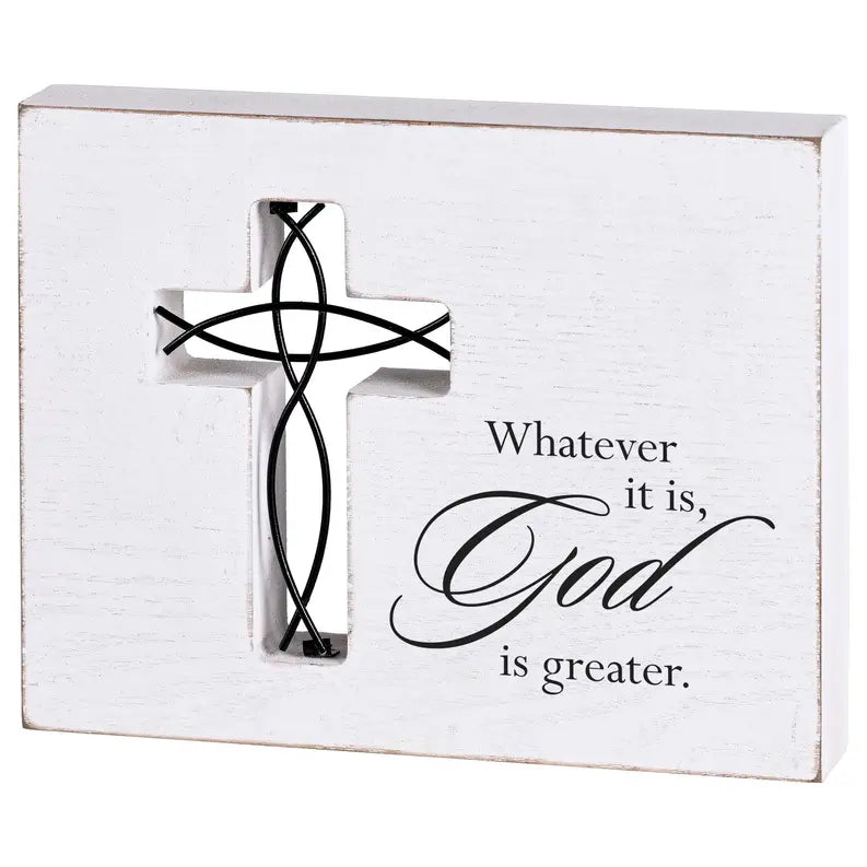 Tabletop Wire Plaque God Is Greater Dicksons Inc