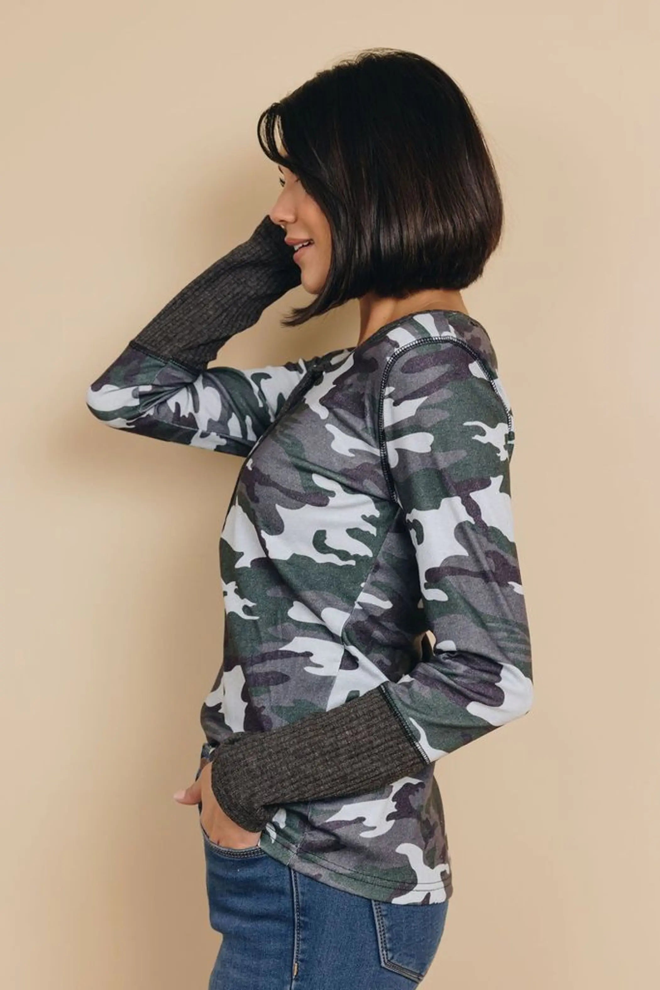 Taelin Printed Long Sleeve Top Stay Warm in Style