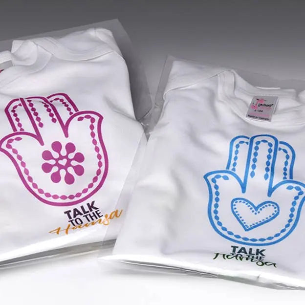 Talk to the Hamsa Baby Onesie LIANE FRIED STUDIO