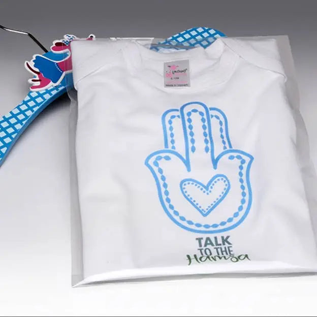 Talk to the Hamsa Baby Onesie LIANE FRIED STUDIO