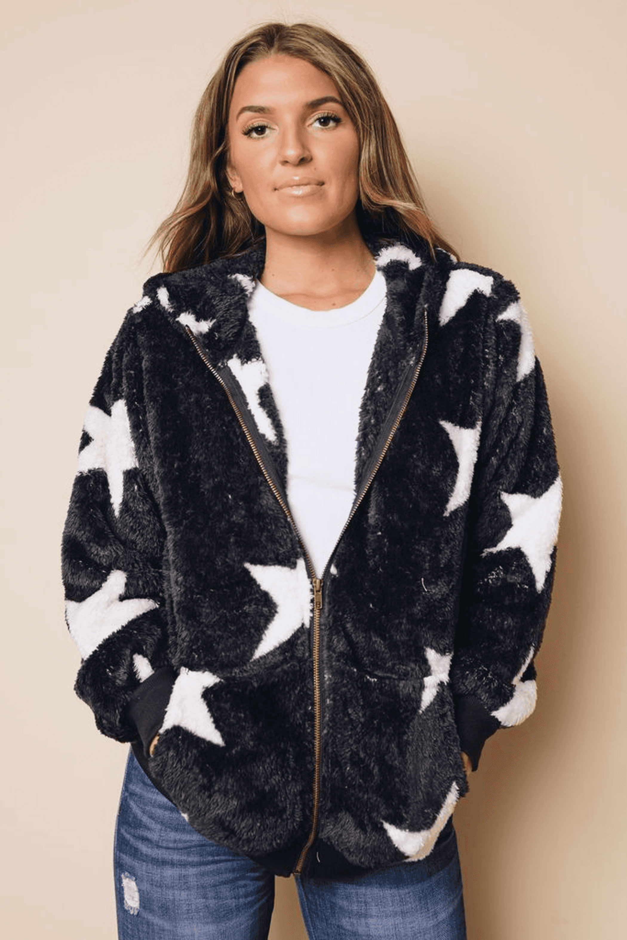 Tamy Fleece Hooded Coat Stay Warm in Style