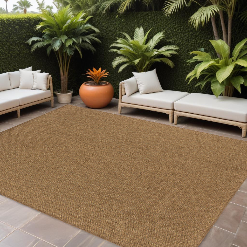 Tan Stain Resistant Indoor Outdoor Area Rug Homeroots Outdoor