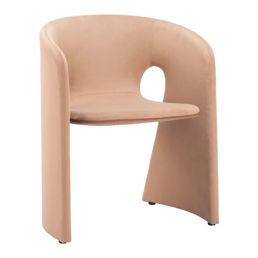 Tan and Beige Upholstered Fabric Dining Arm Chair Homeroots