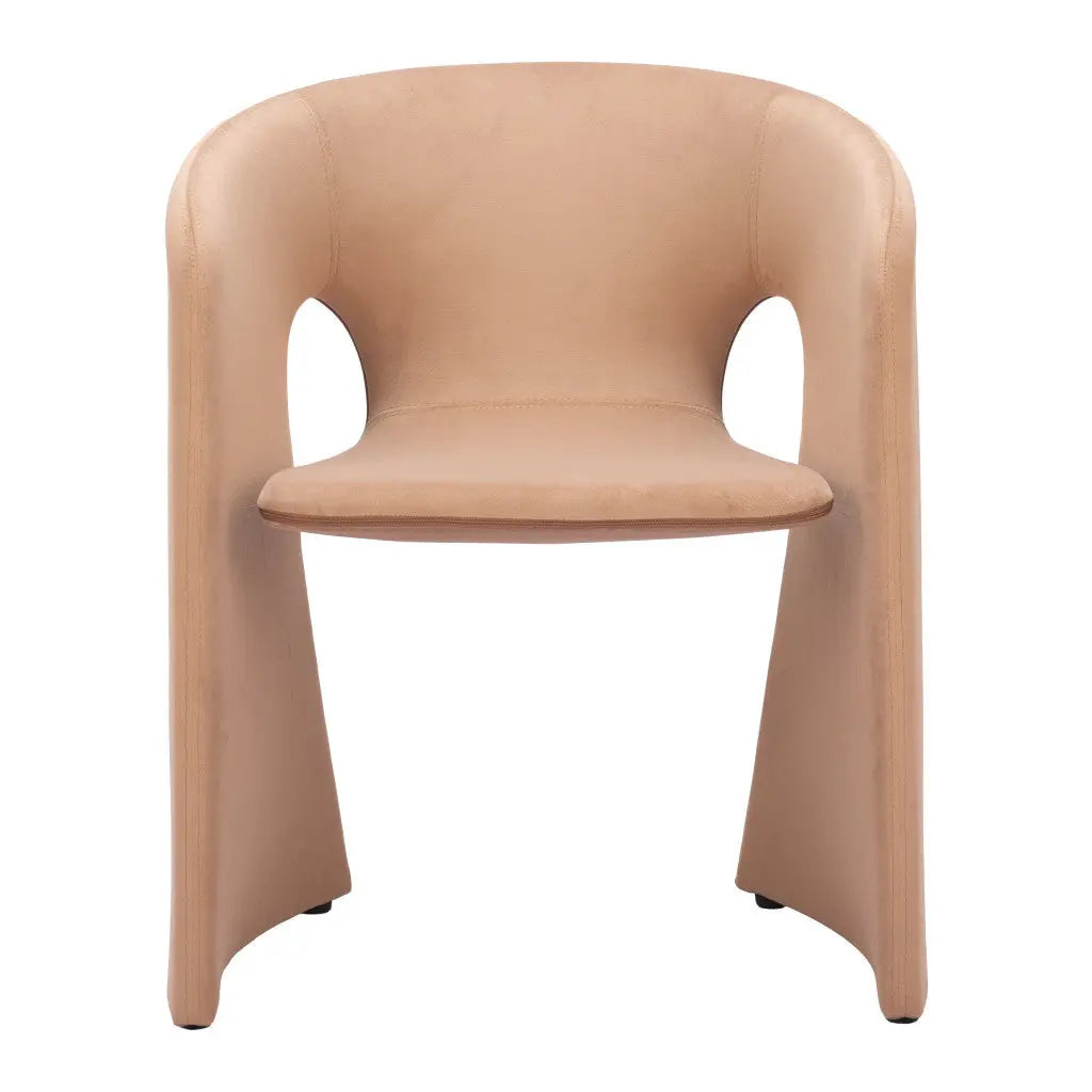 Tan and Beige Upholstered Fabric Dining Arm Chair Homeroots