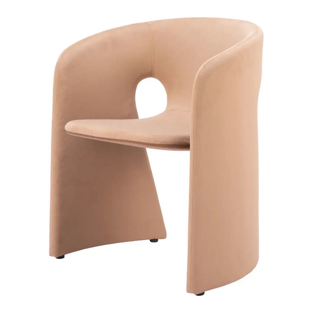 Tan and Beige Upholstered Fabric Dining Arm Chair Homeroots