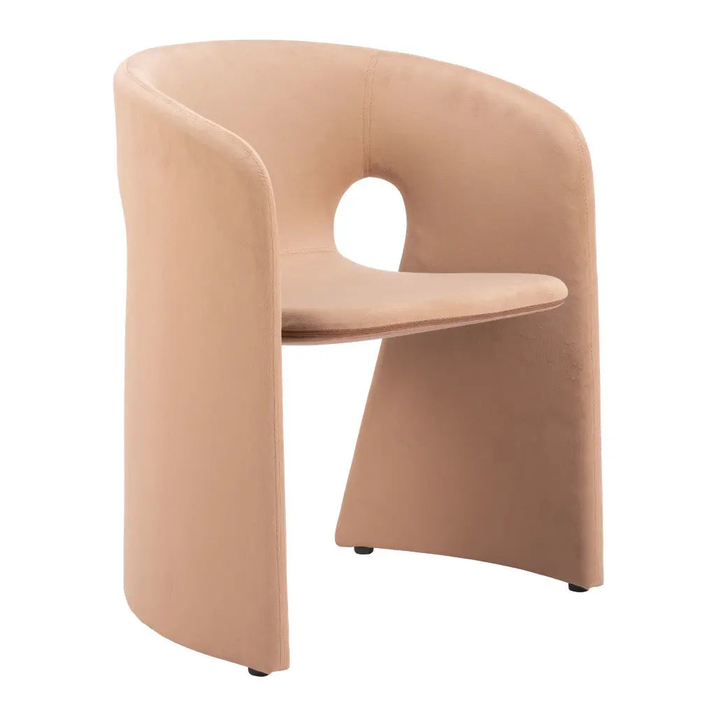 Tan and Beige Upholstered Fabric Dining Arm Chair Homeroots
