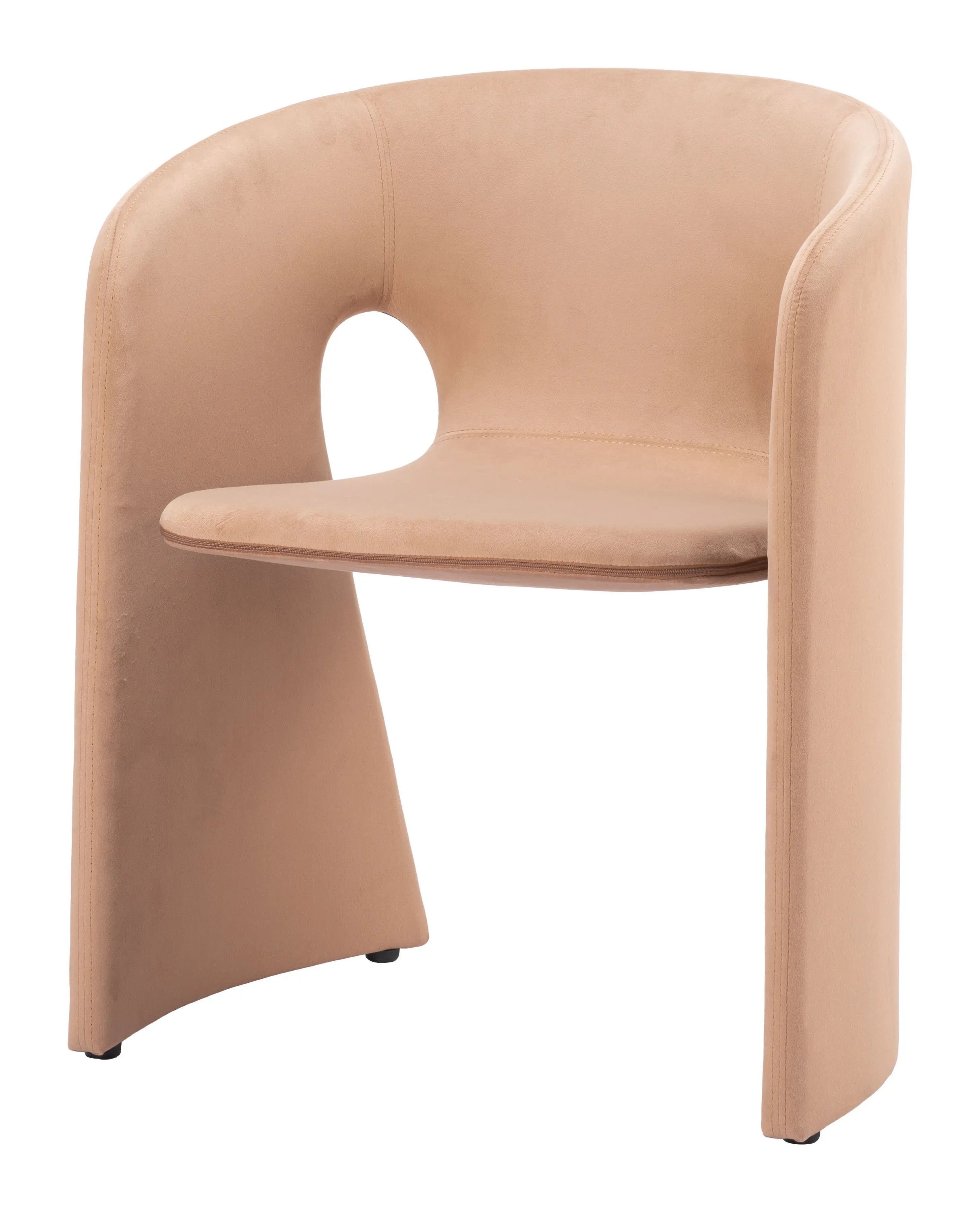 Tan and Beige Upholstered Fabric Dining Arm Chair Homeroots