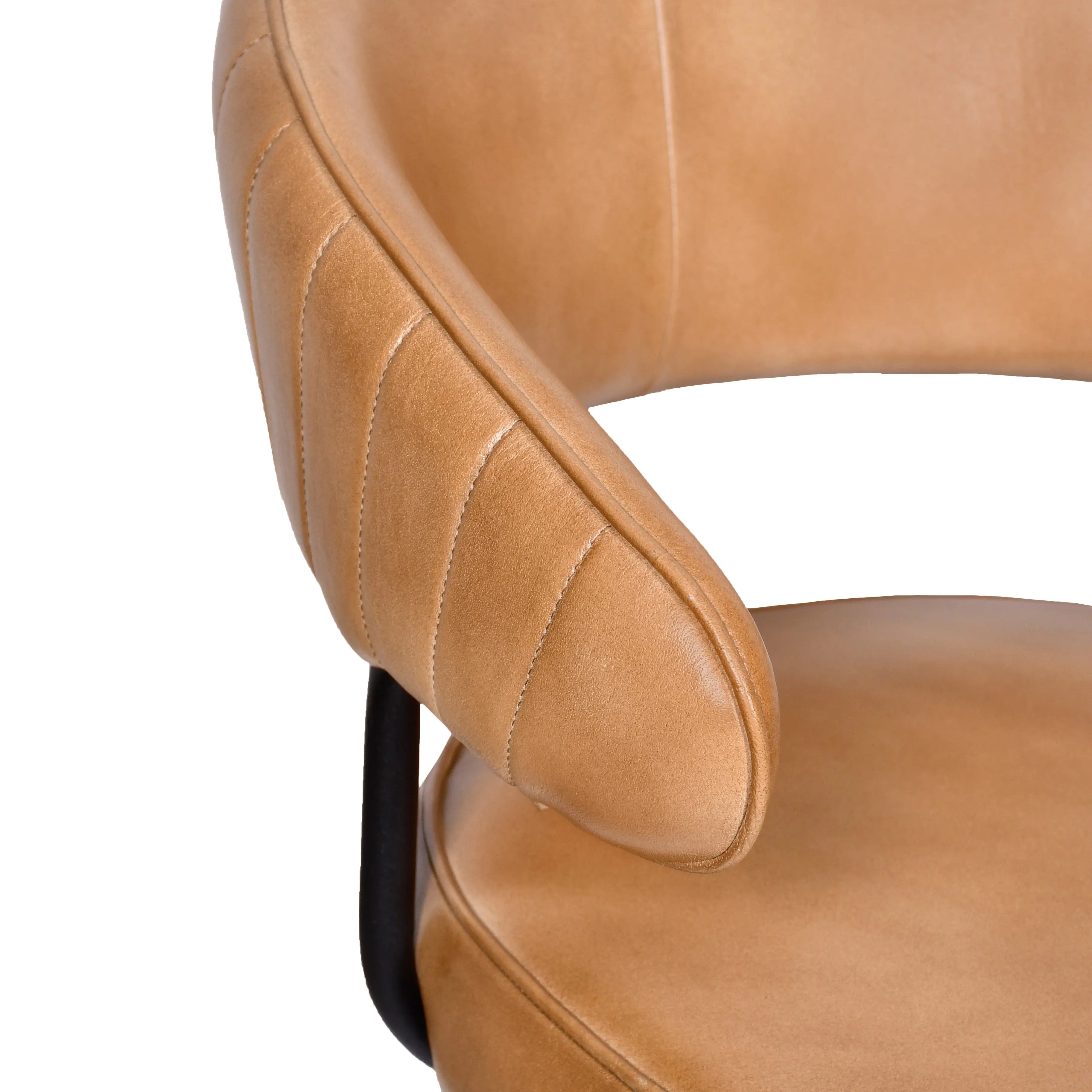 Tan and Black Leather Genuine Leather and Iron Low Back Counter Height Bar Chair Homeroots Living Room
