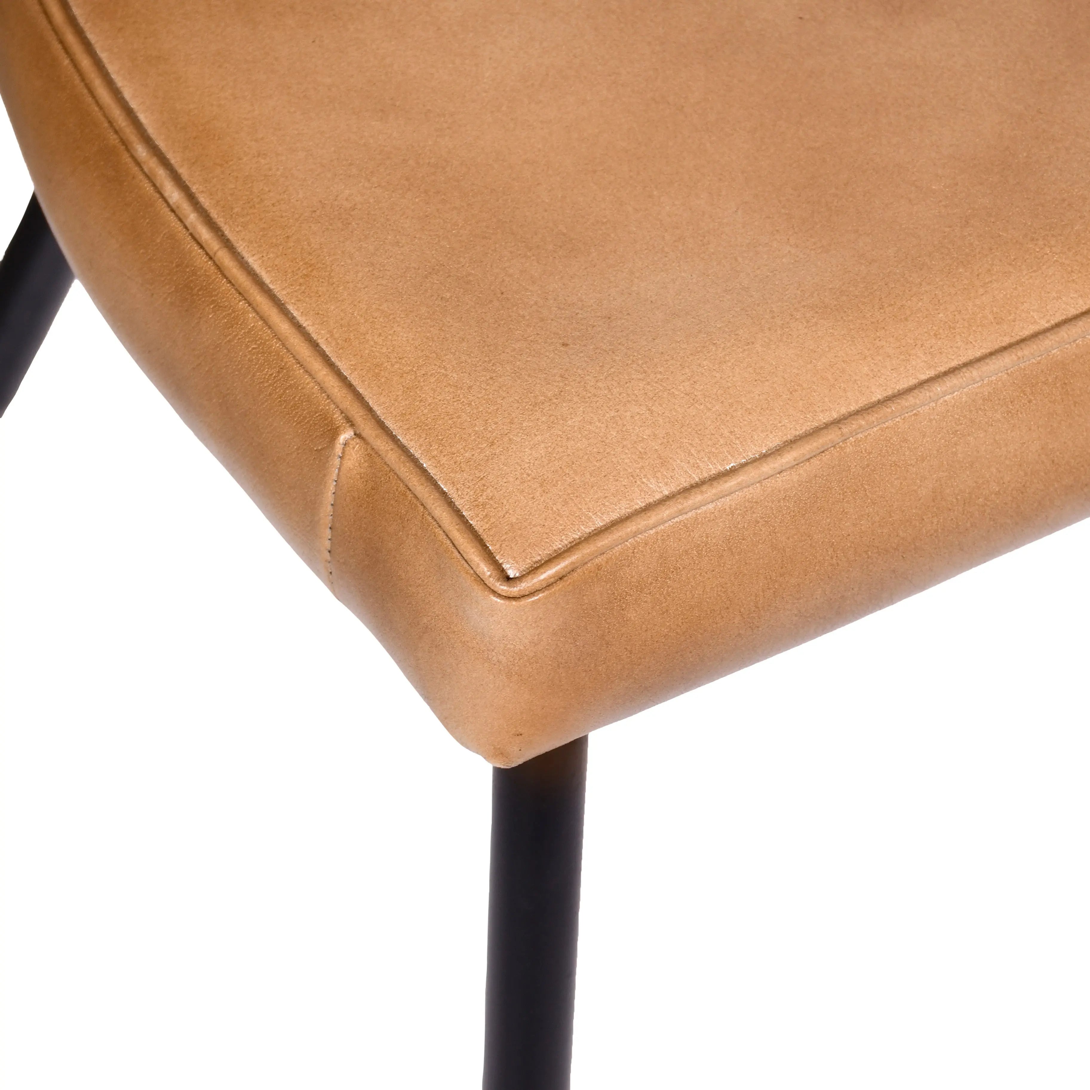 Tan and Black Leather Genuine Leather and Iron Low Back Counter Height Bar Chair Homeroots Living Room