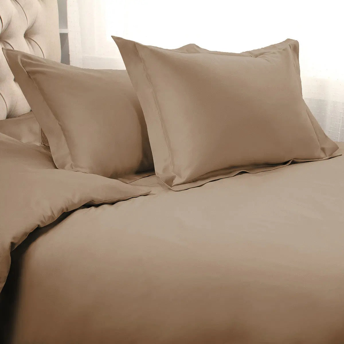 Taupe Queen Cotton Blend Washable Duvet Cover Set Homeroots Bed & Bath