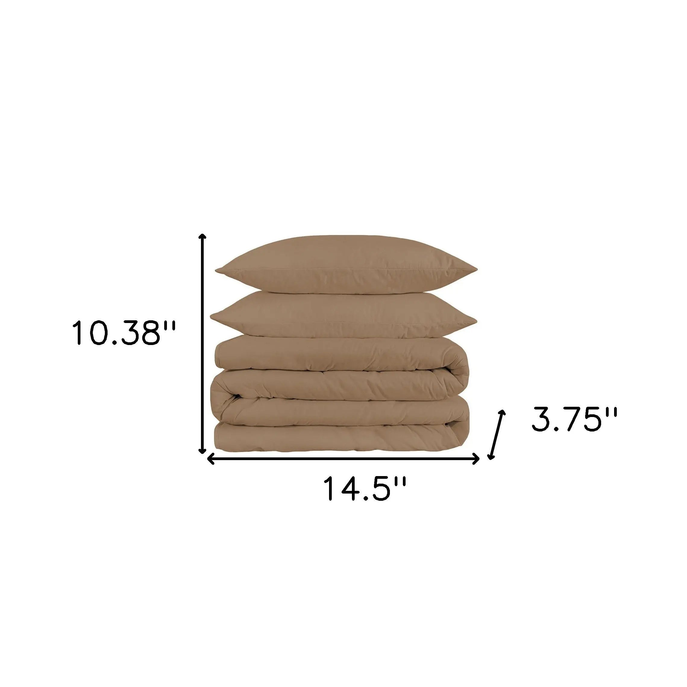 Taupe Queen Cotton Blend Washable Duvet Cover Set Homeroots Bed & Bath