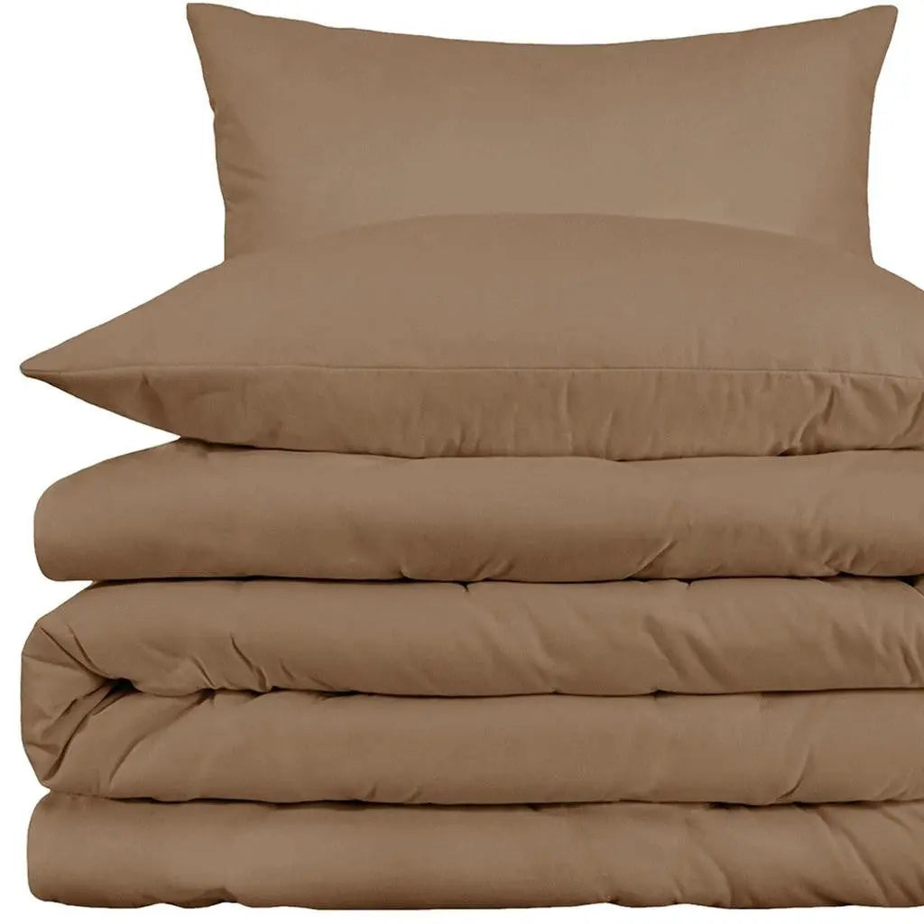 Taupe Queen Cotton Washable Duvet Cover Set With Two Shams Homeroots Bed & Bath