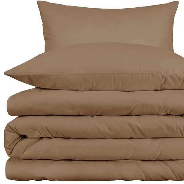 Taupe Queen Cotton Washable Duvet Cover Set With Two Shams Homeroots Bed & Bath