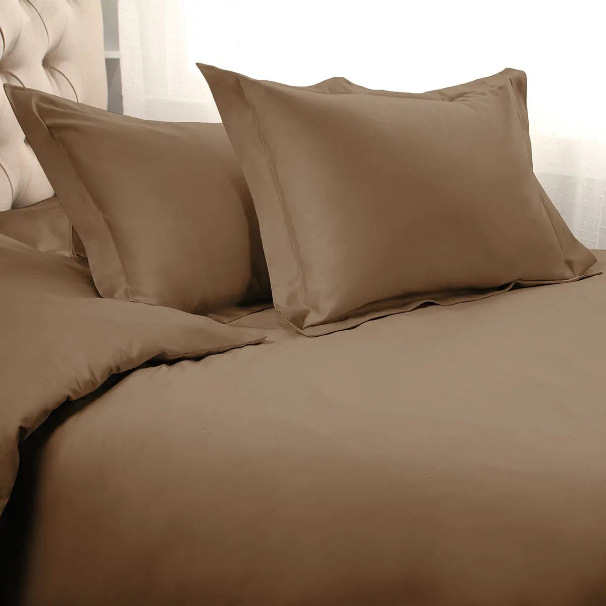 Taupe Queen Cotton Washable Duvet Cover Set With Two Shams Homeroots Bed & Bath