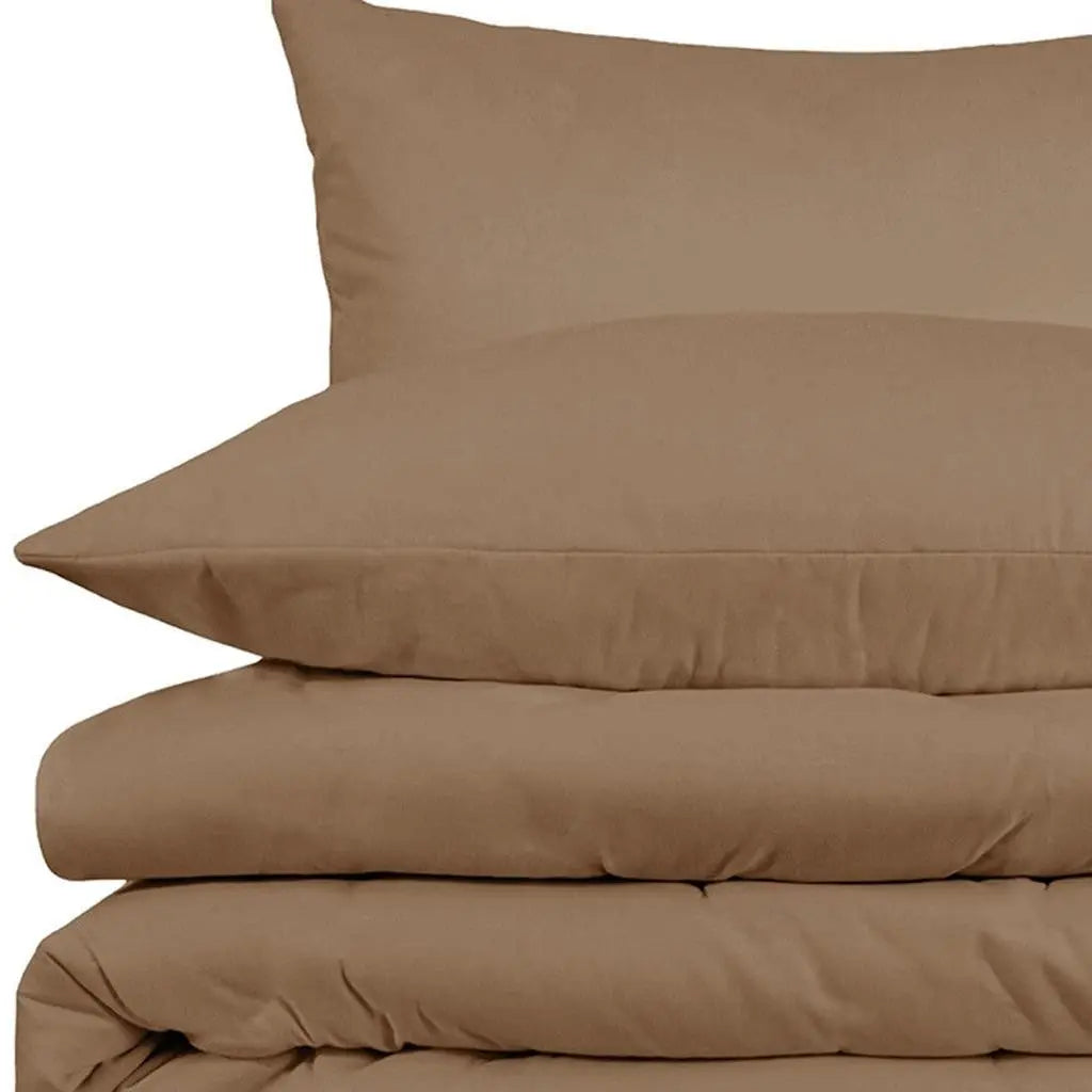 Taupe Queen Cotton Washable Duvet Cover Set With Two Shams Homeroots Bed & Bath