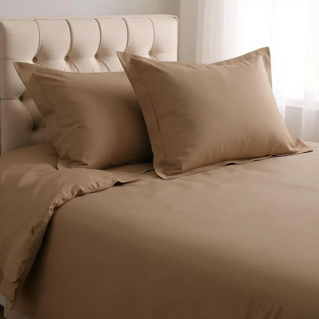 Taupe Queen Cotton Washable Duvet Cover Set With Two Shams Homeroots Bed & Bath