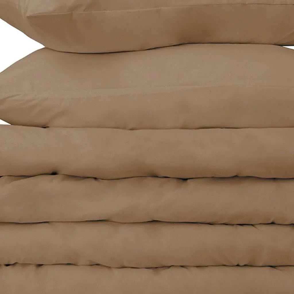 Taupe Twin Cotton Washable Duvet Cover Set With Sham Homeroots Bed & Bath