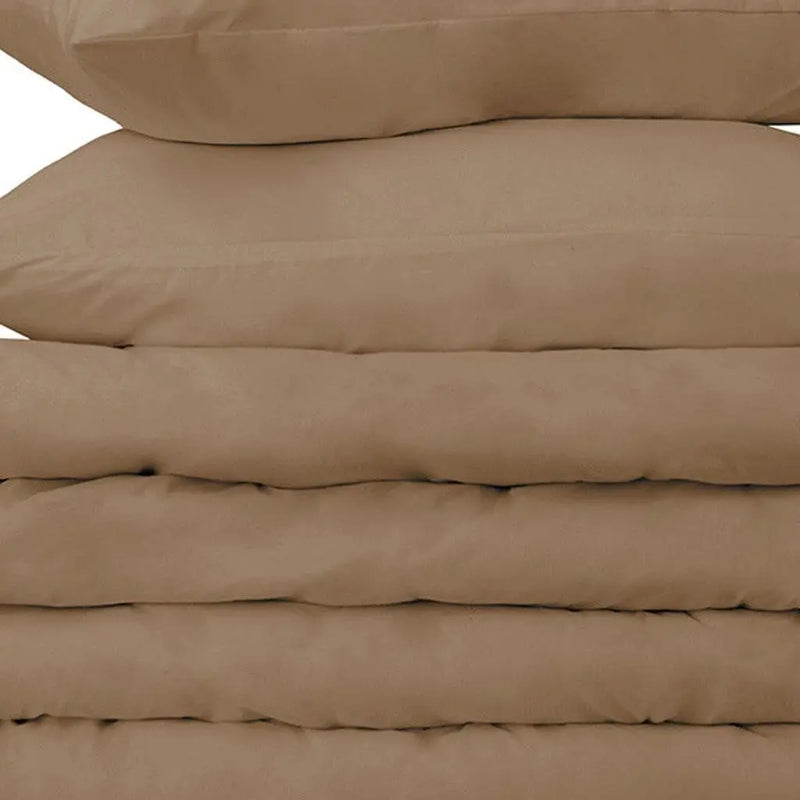 Taupe Twin Cotton Washable Duvet Cover Set With Sham Homeroots Bed & Bath