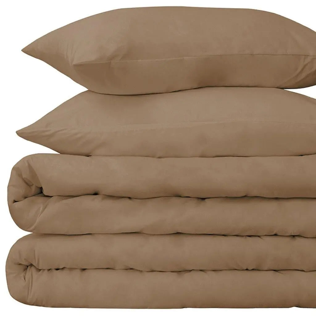 Taupe Twin Cotton Washable Duvet Cover Set With Sham Homeroots Bed & Bath