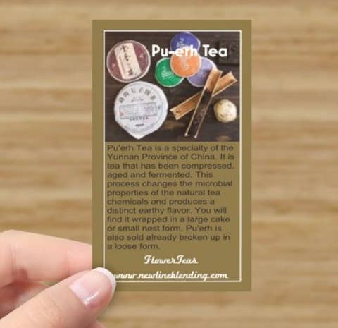 Tea Steeping Information Cards Bulk or Laminated New Line Blending