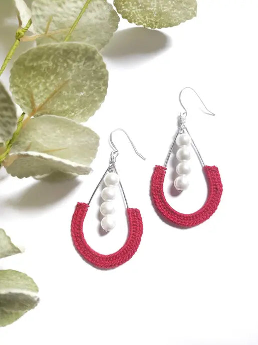 Teardrop Pearl Lined Earrings Sysaic Knotz